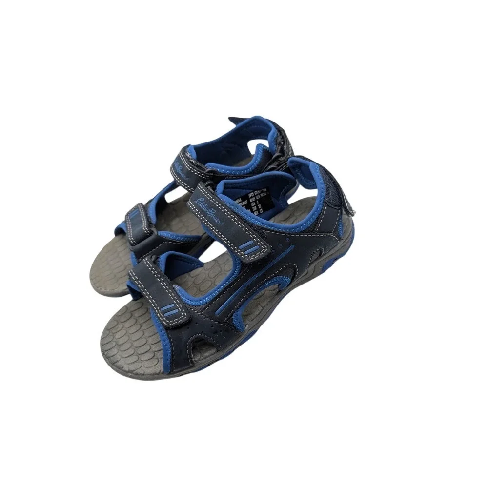 Eddie Bauer Kids Boys‎ Navy Blue Gray Sport Sandals Hook and Loop Size [SIZE]